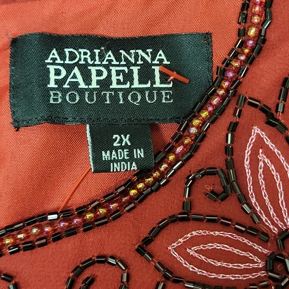 VTG Papell Boutique Red Black Evening Vintage Beaded Silk Top Fuul Back Zip EUC - Picture 7 of 8